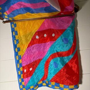 Ken Done 100% Silk Scarf 29" approx. Square Multicolor VIntage